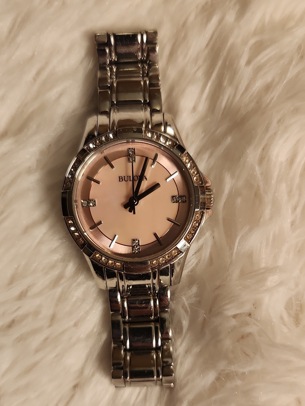 Bulova Women's Pink Dial Stainless Steel Watch